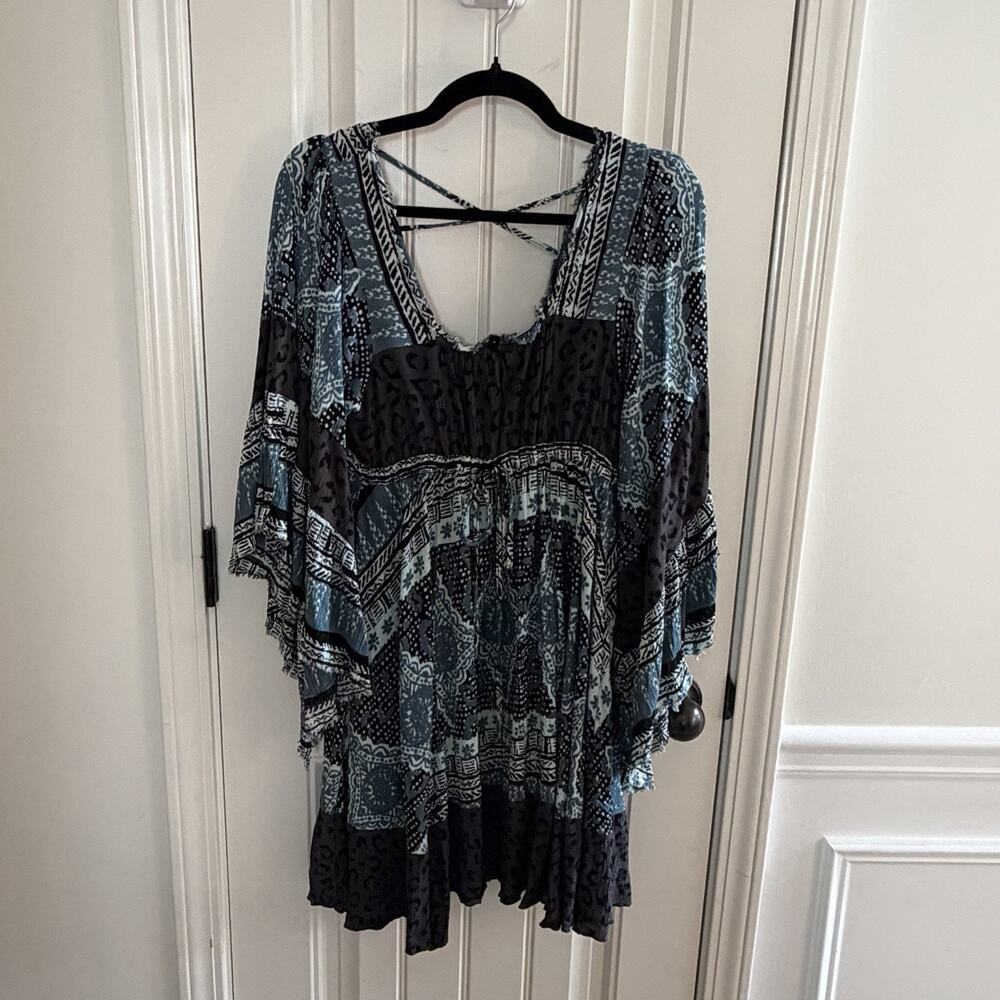 Free People Heart Of Gold Mini Dress Boho Flare Sleeves Women’s Size Small - Picture 7 of 16
